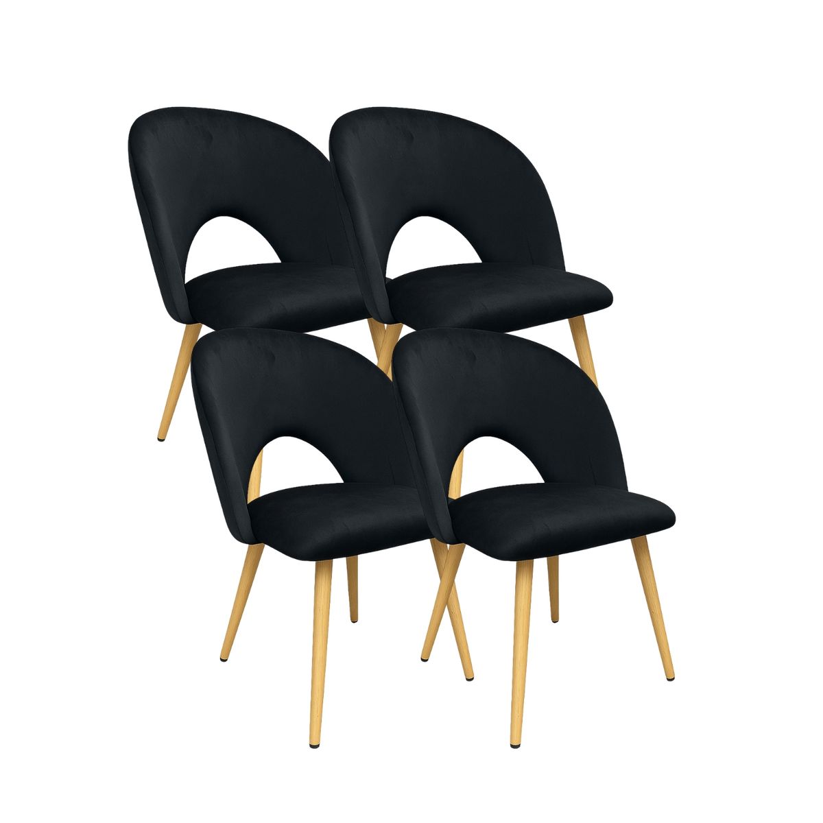 HABITA2 CHILE - Pack 4 Silla Elsa Wood Terciopelo - Negro