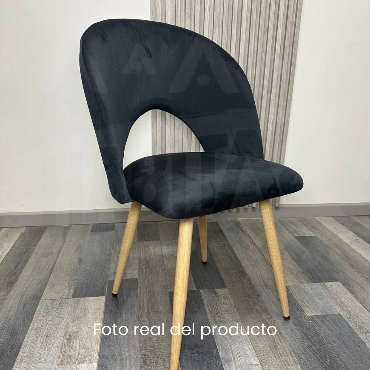 HABITA2 CHILE - Pack 4 Silla Elsa Wood Terciopelo - Negro