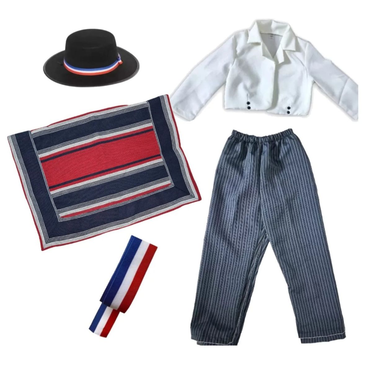 MORLAN - Traje Tipico Vestimenta Huaso 12-14-16 Fiestas Patrias Chile Poncho