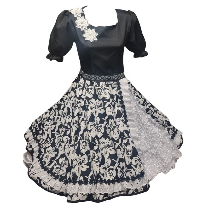 GENERICO - Vestido Huasa Negro Cueca China Talla M Bailes Tipicos
