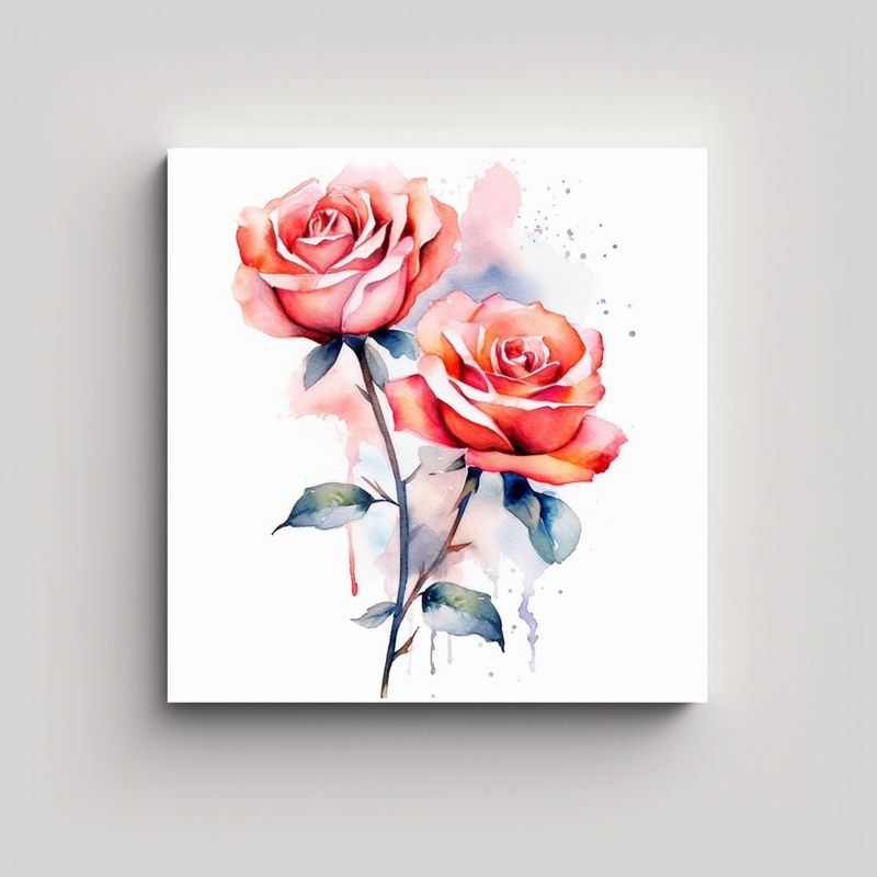 GENERICO - Estética De Arte Fino Rosas En Acuarela 3D 90x90 Cm