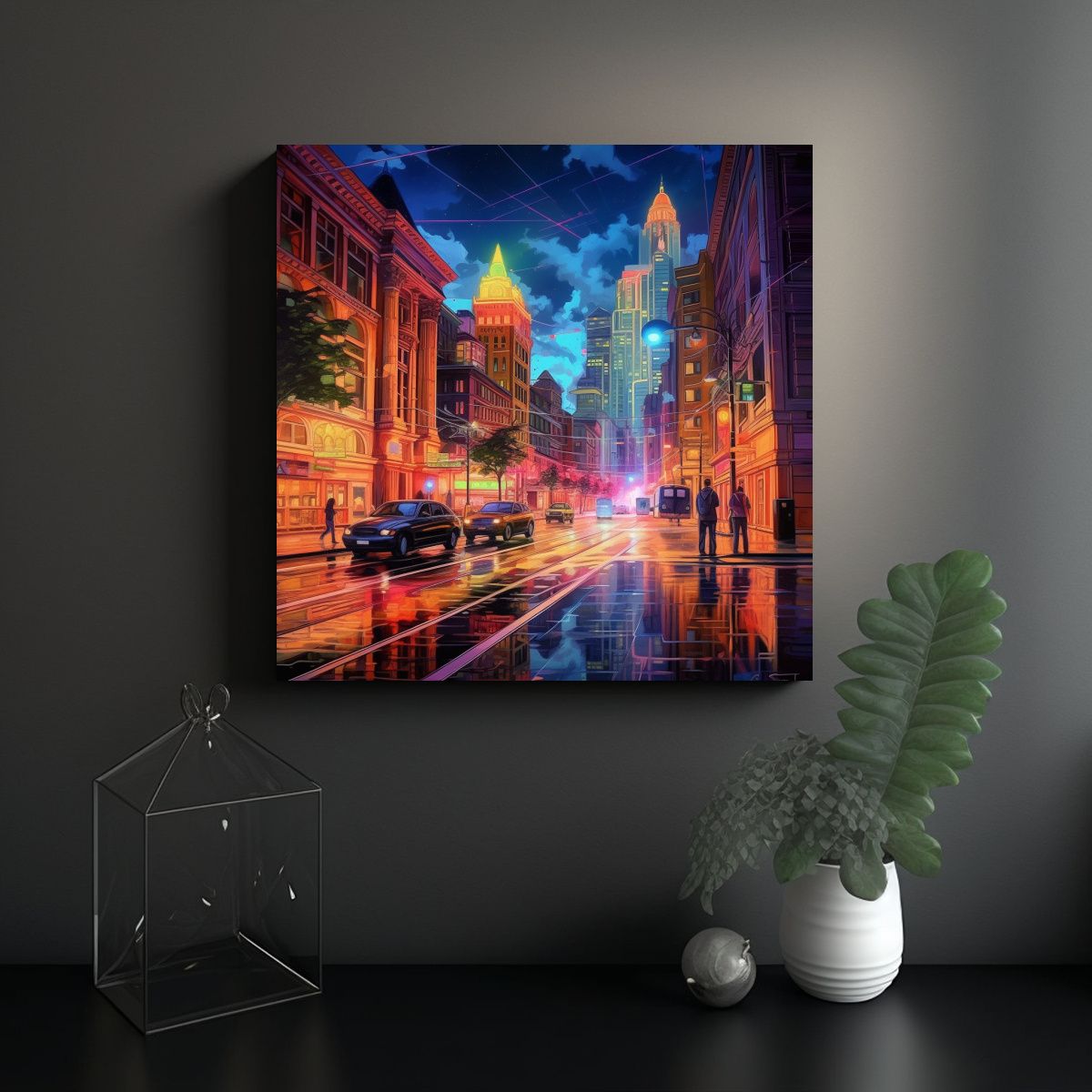 GENERICO - Pinturas Decorativas Modernas De La Ciudad 90x90 Cm.