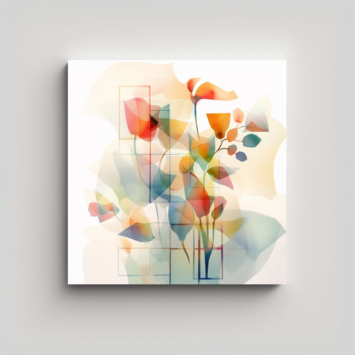 GENERICO - Conjunto Acuarela Flores Coloridas Estilo 70x70 Cm.