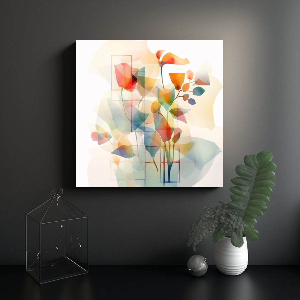 GENERICO - Conjunto Acuarela Flores Coloridas Estilo 70x70 Cm.