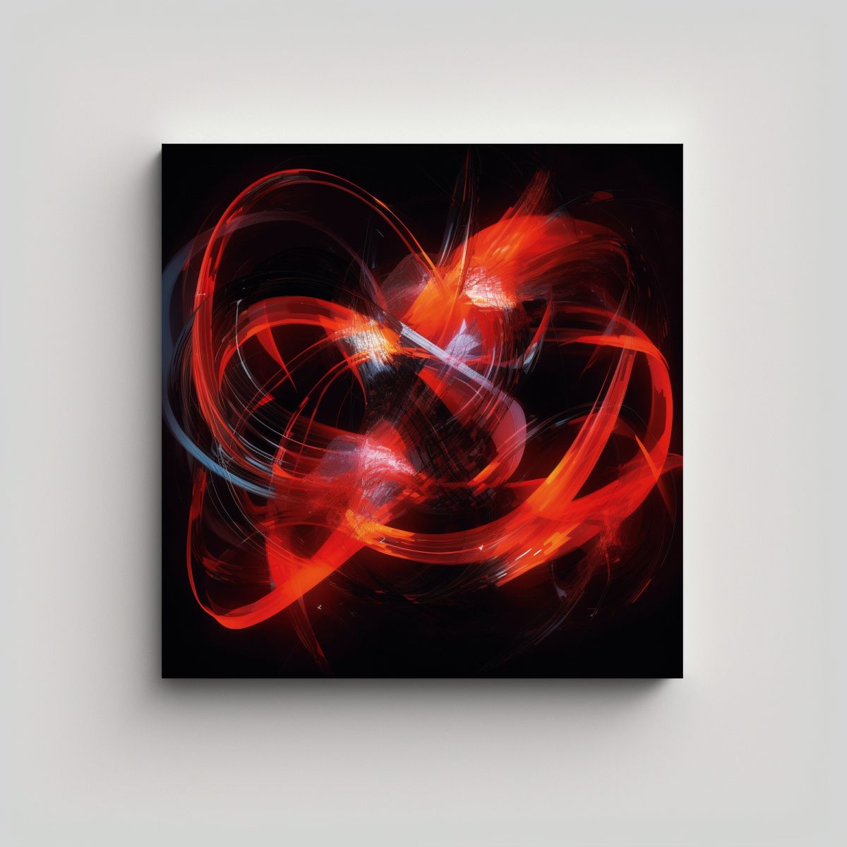 GENERICO - Cuadro Abstracto Rojo Y Negro Arte Neón 70x70 Cm