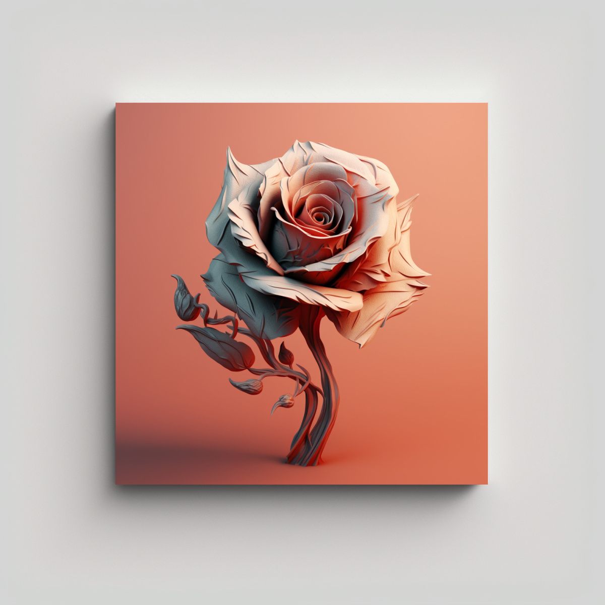 GENERICO - Ilustración Tridimensional De Rosa Surrealista 80x80 Cm.