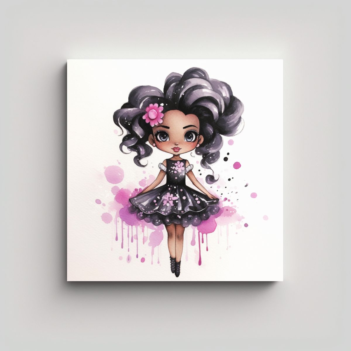 GENERICO - Cuadro Espectacular Barbie Negra Con Vestido 70x70 Cm