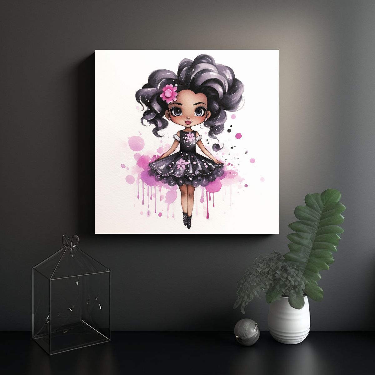 GENERICO - Cuadro Espectacular Barbie Negra Con Vestido 70x70 Cm