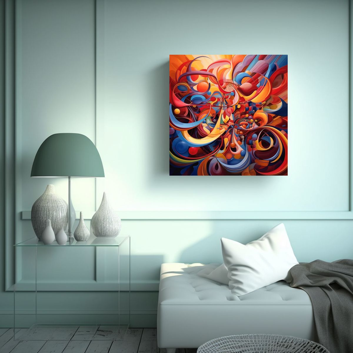 GENERICO - Pintura Decorativa Abstracta Sobre Lienzo En 90x90 Cm