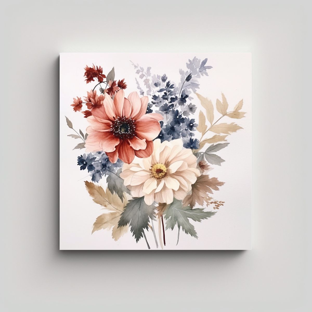 GENERICO - Ilustraciones Florales En Acuarela Y Canva 90x90 Cm