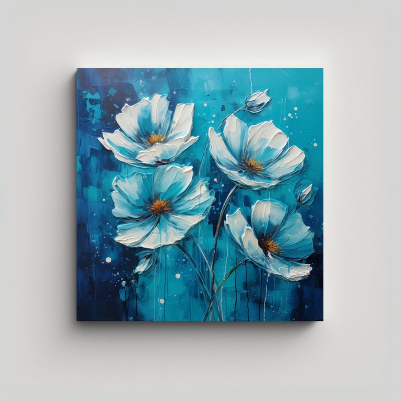 GENERICO - Pintura Creativa De Flores En Colores Turquesa En 70x70 Cm