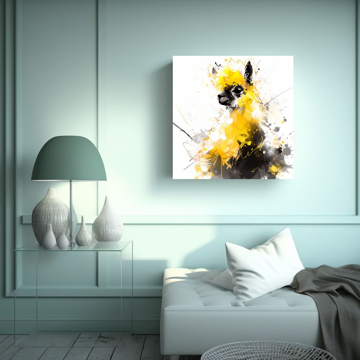 GENERICO - Pintura Decorativa Neopop De Alpaca En Amarillo Y 90x90 Cm