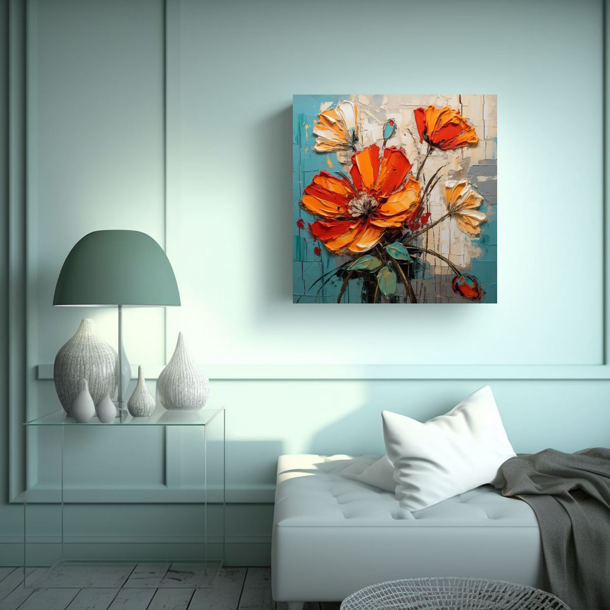 GENERICO - Pintura Lienzo Intenso Arte Moderno Rojo Y 80x80 Cm.