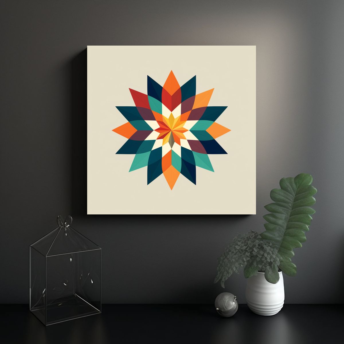 GENERICO - Lienzo Gráfico Plano De Lirio Radial Repetido 80x80 Cm