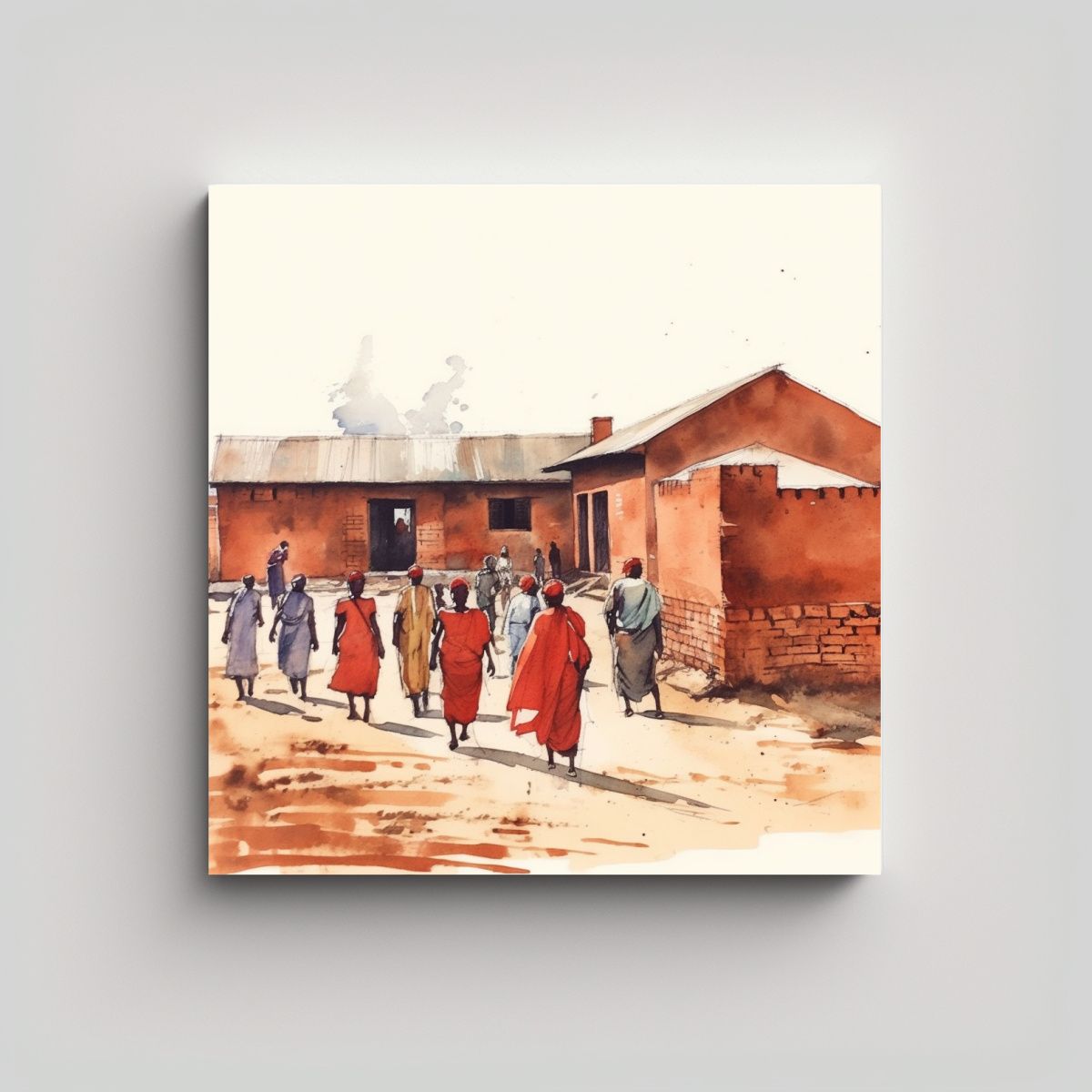 GENERICO - Pintura Decorativa De Mujeres Rwandesas Reunidas 70x70 Cm.