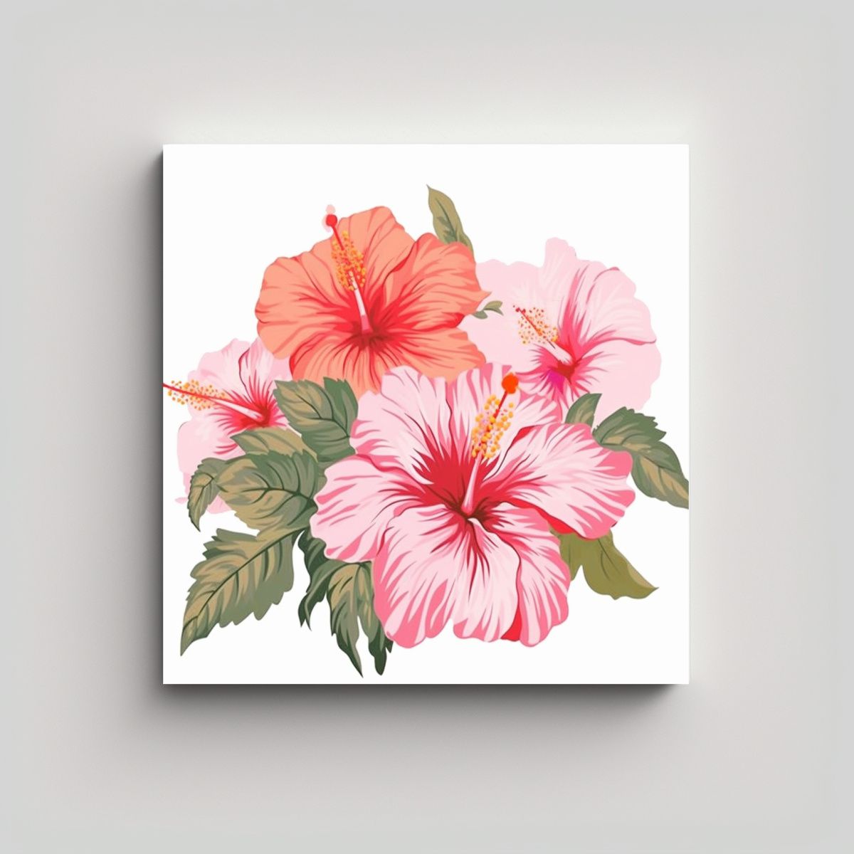 GENERICO - Cuadro Decorativo Floral Lienzo De Hibiscus Y 70x70 Cm