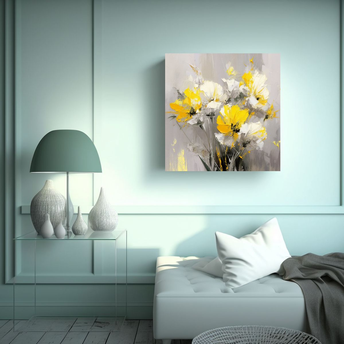 GENERICO - Cuadro Impreso En Lienzo De Ambiente Amarillo Y 90x90 Cm