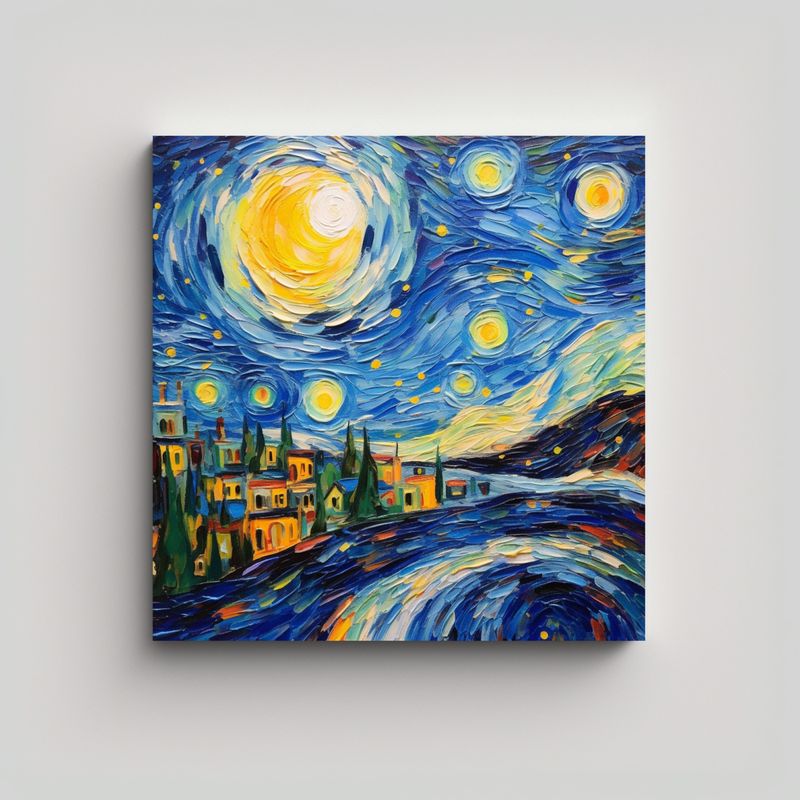 GENERICO - Cuadros Decorativos Estilo Noche Estrellada De 70x70 Cm