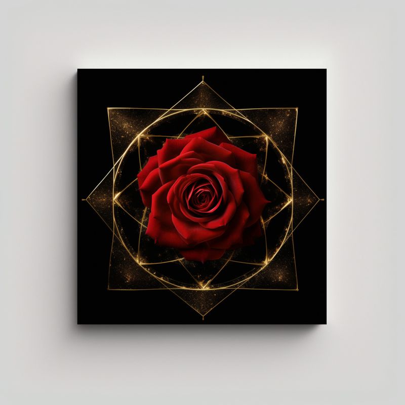 GENERICO - Composición Estética En Canva Rosa Roja Con 70x70 Cm