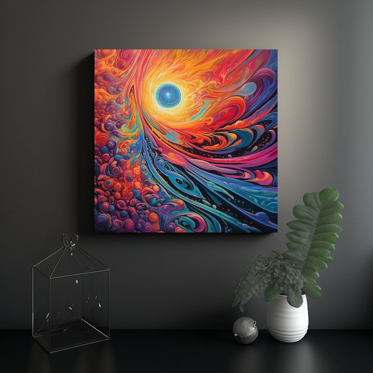 GENERICO - Pinturas Abstractas Psicodélicas De Los 80 En 90x90 Cm