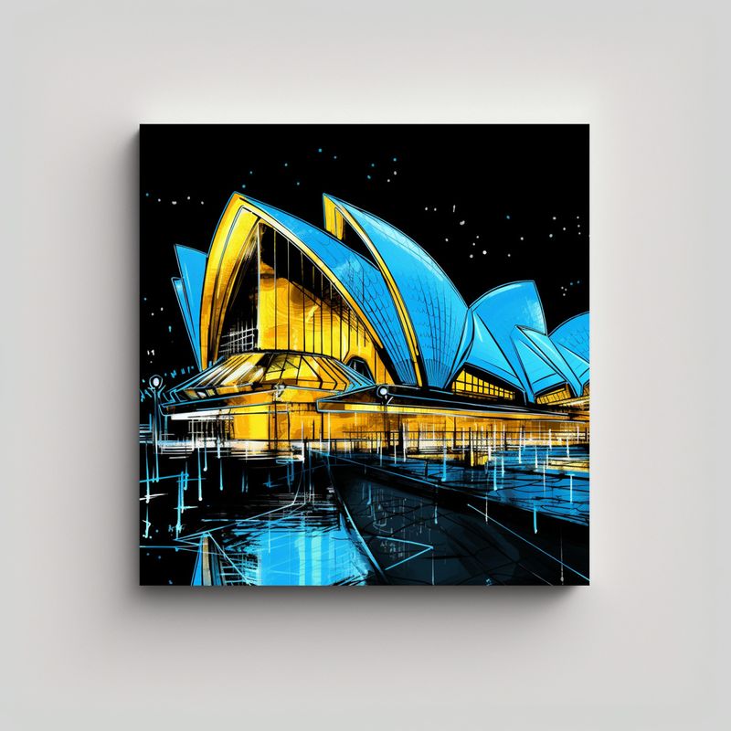 GENERICO - Cuadro Digital Sydney Opera House De Noche 80x80 Cm