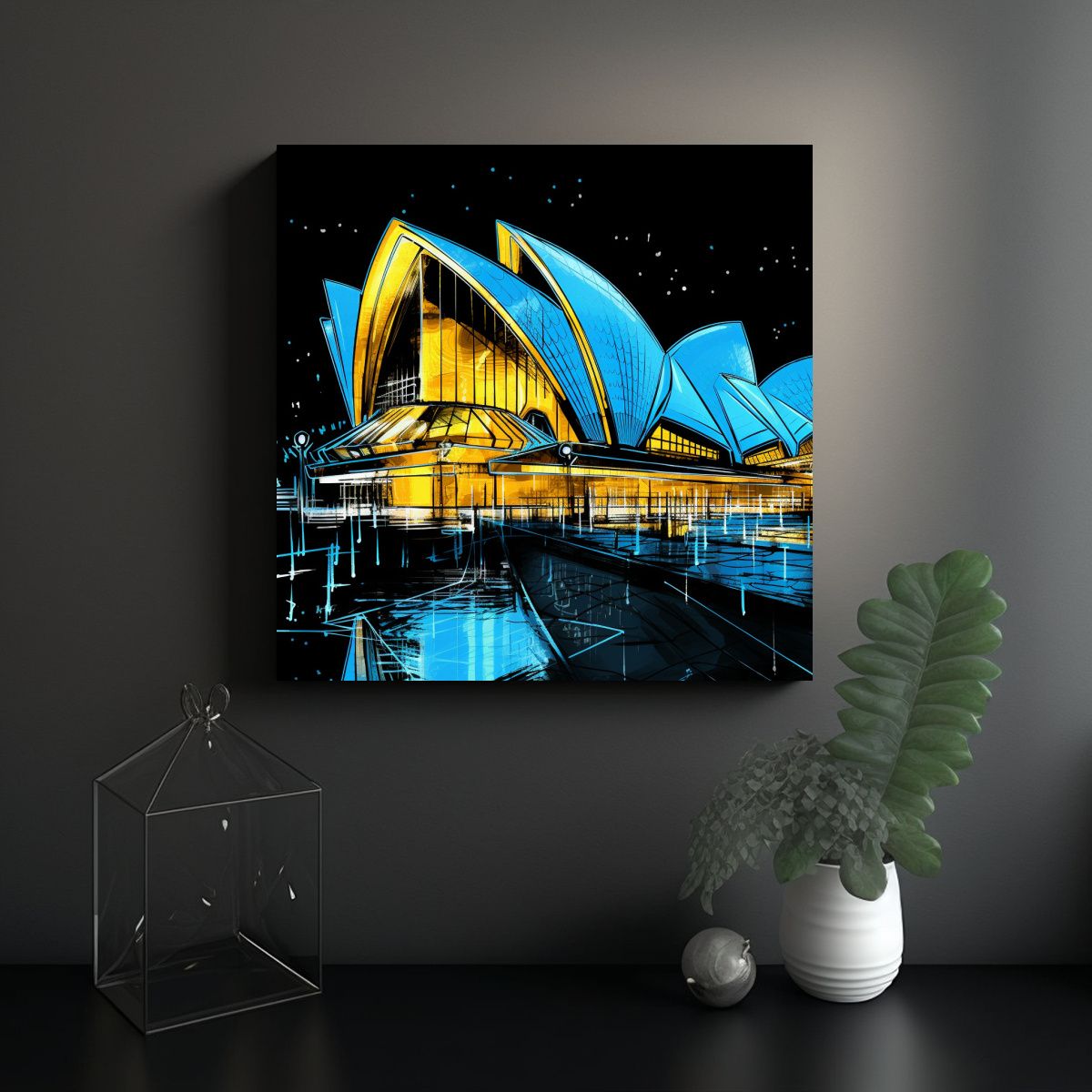 GENERICO - Cuadro Digital Sydney Opera House De Noche 80x80 Cm.