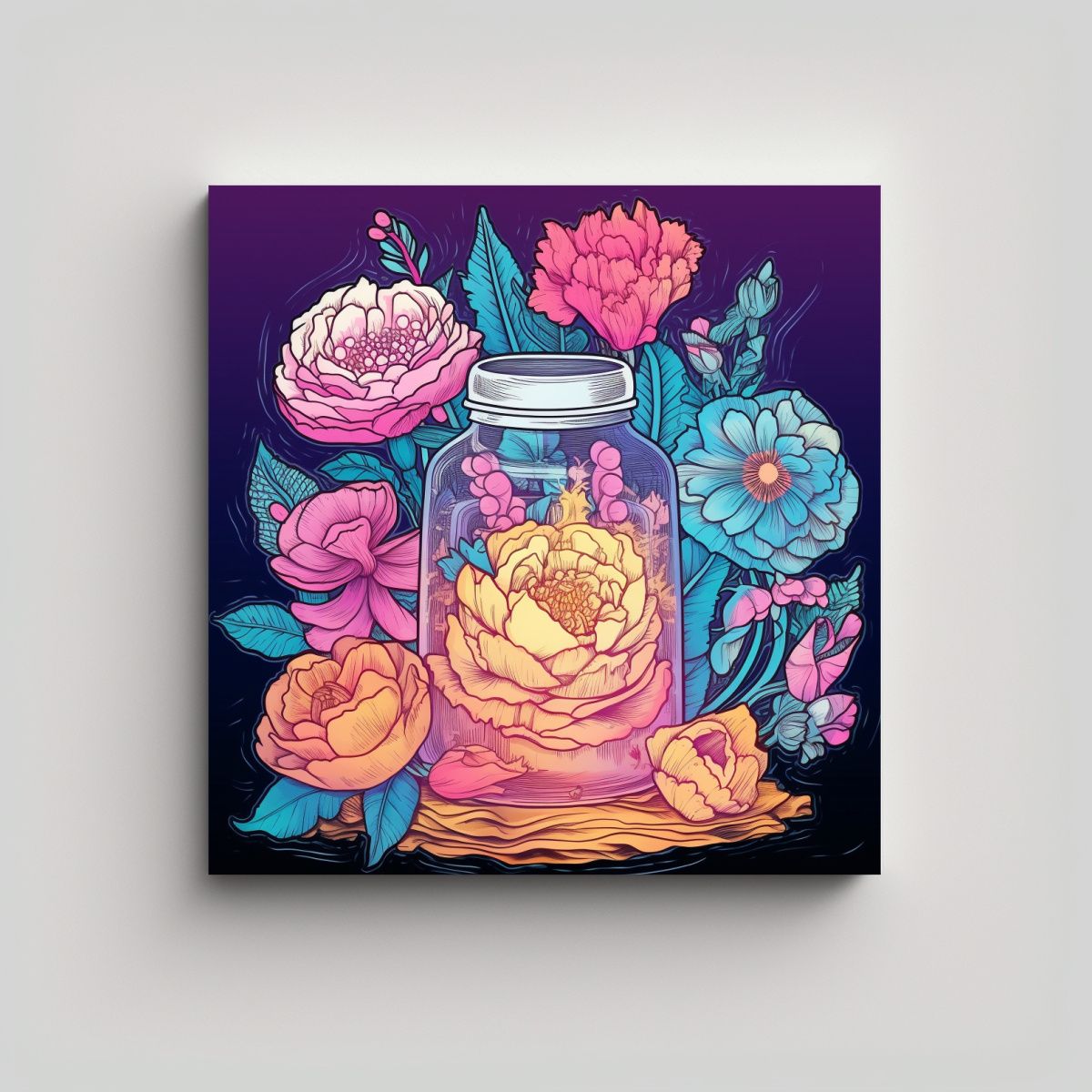 GENERICO - Adultos Jarros Mágicos Modernos Canva Flores 90x90 Cm.