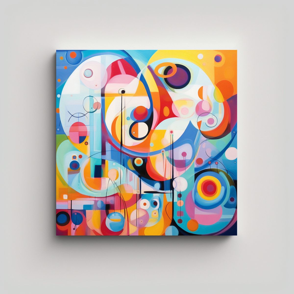 GENERICO - Pintura Abstracta Juego De Colores Caracterizada 90x90 Cm.