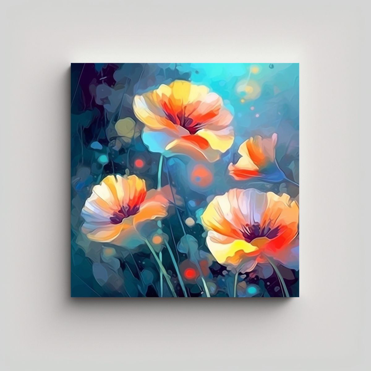 GENERICO - Arte Abstracto Suave De Flores Coloridas En 70x70 Cm