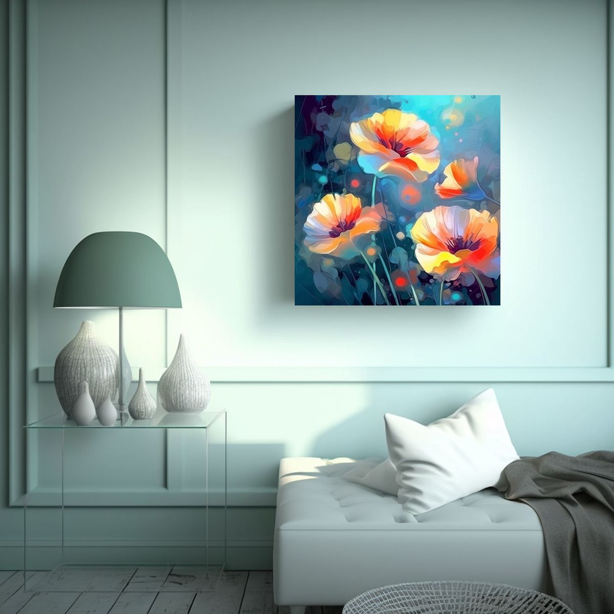 GENERICO - Arte Abstracto Suave De Flores Coloridas En 70x70 Cm