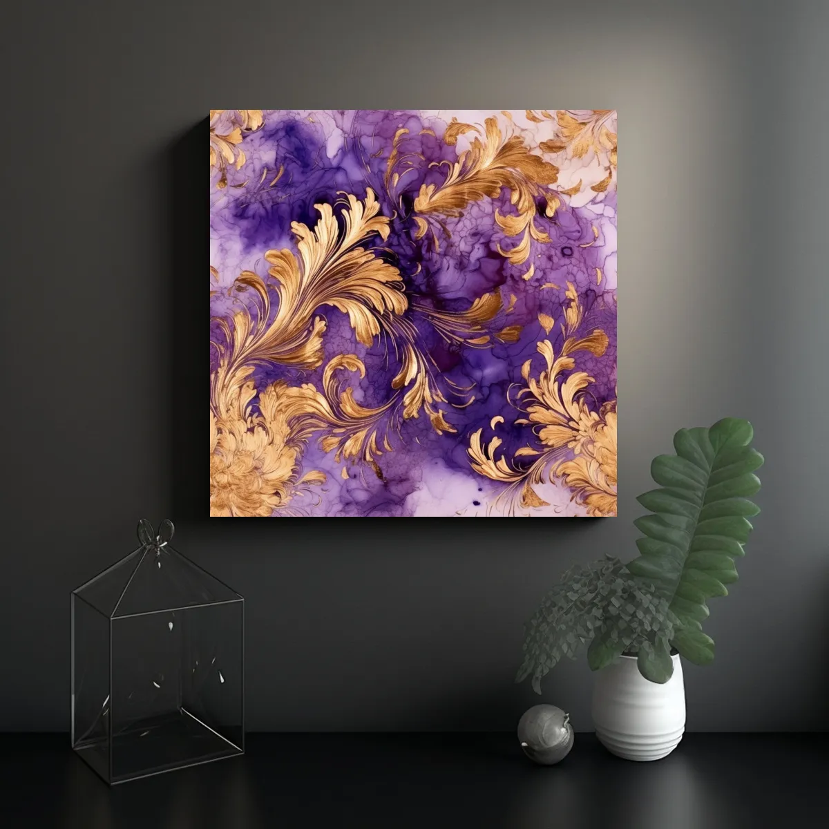 GENERICO - Lienzo De Tela Textura Alta Calidad Arte Morado Y 90x90 Cm