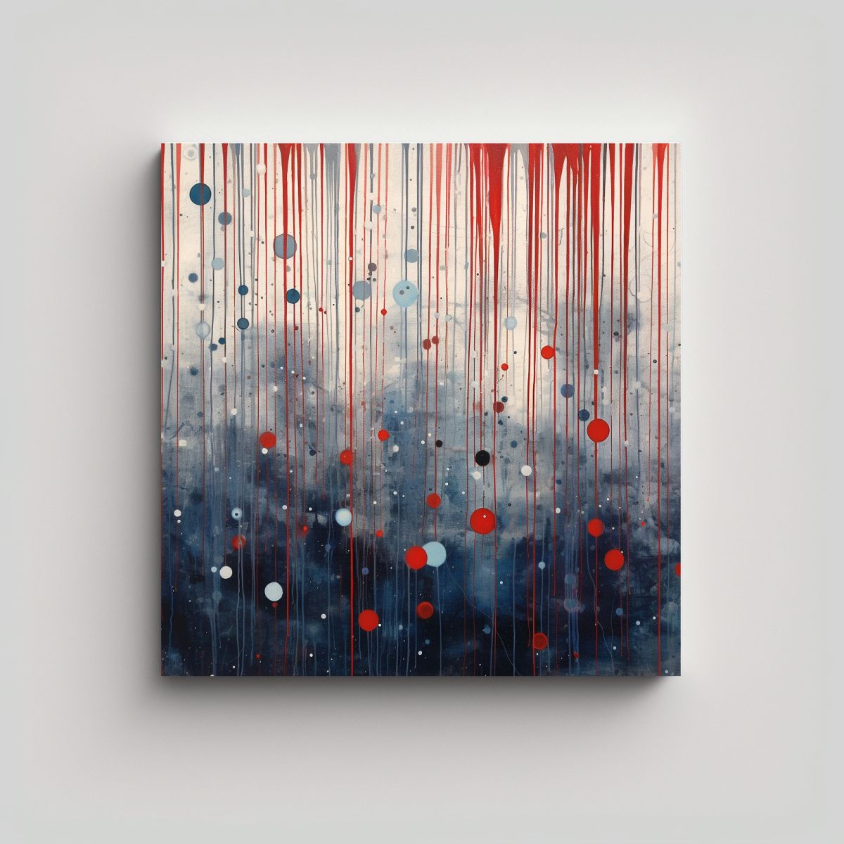 GENERICO - Pintura Decorativa Con Líneas Azules Y Gotas 90x90 Cm.