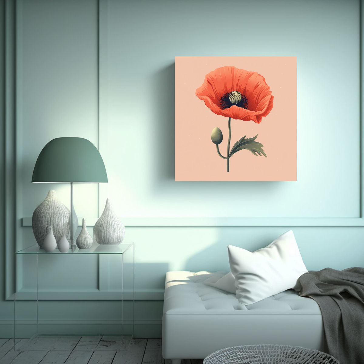 GENERICO - Ilustración Realista De Amapola Composición 70x70 Cm