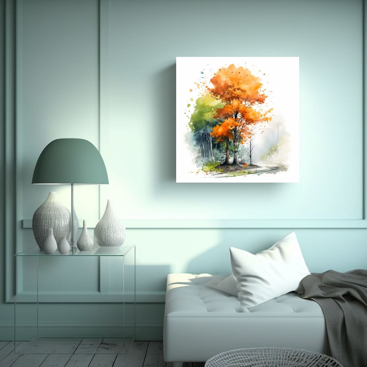 GENERICO - Pintura Abstracta De Un árbol álamo Populus Con 70x70 Cm