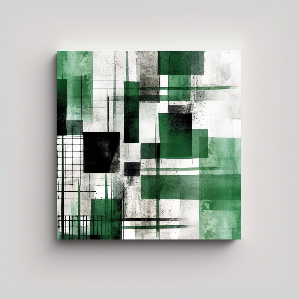 GENERICO - Pinturas Abstractas Verdes Y Blancas Con 80x80 Cm.