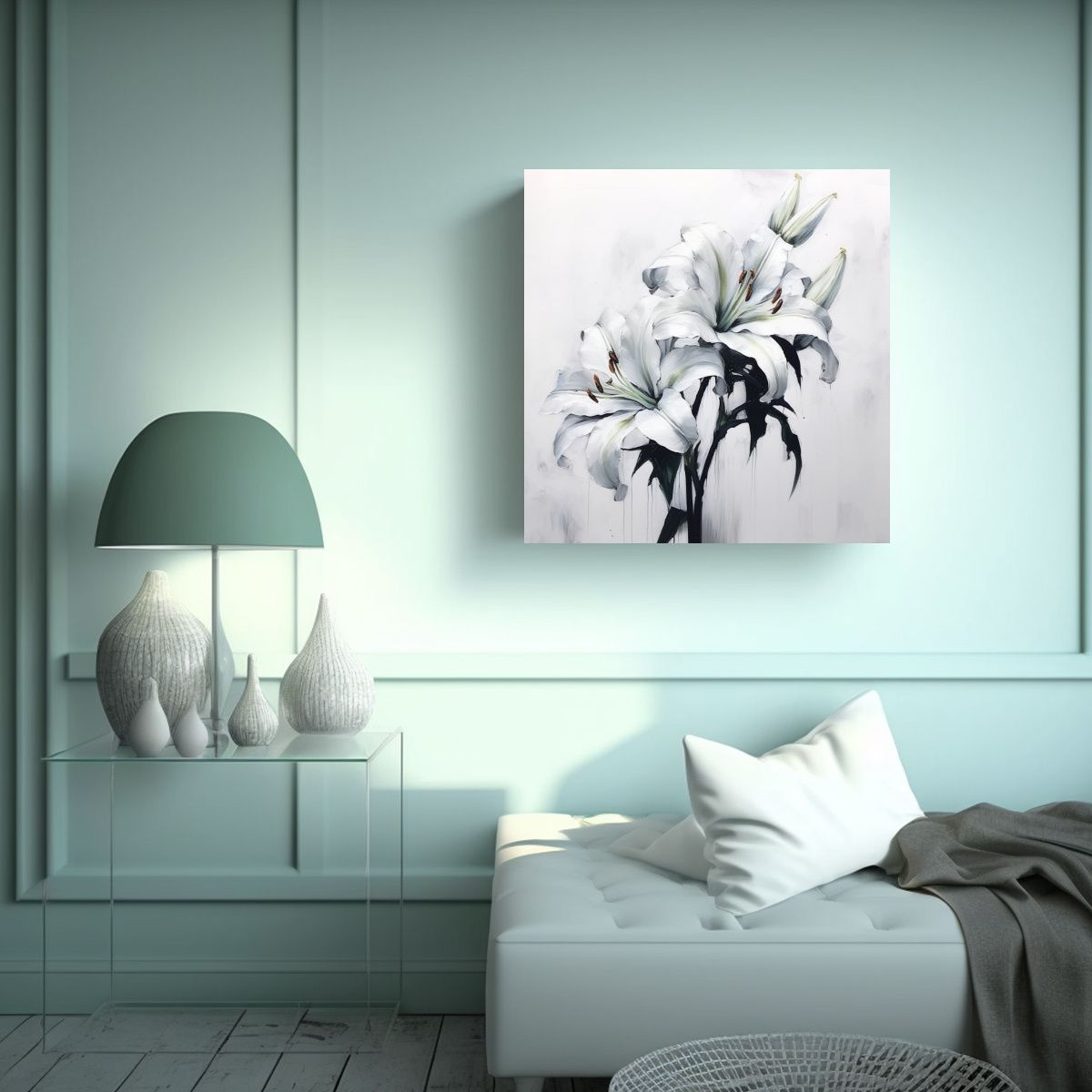 GENERICO - Lienzo Intenso De Dibujo Con Flores De Lirio En 90x90 Cm
