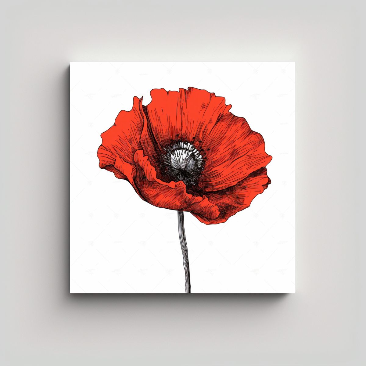 GENERICO - Arte De Flores Poppy Ilustración Vectorial 90x90 Cm