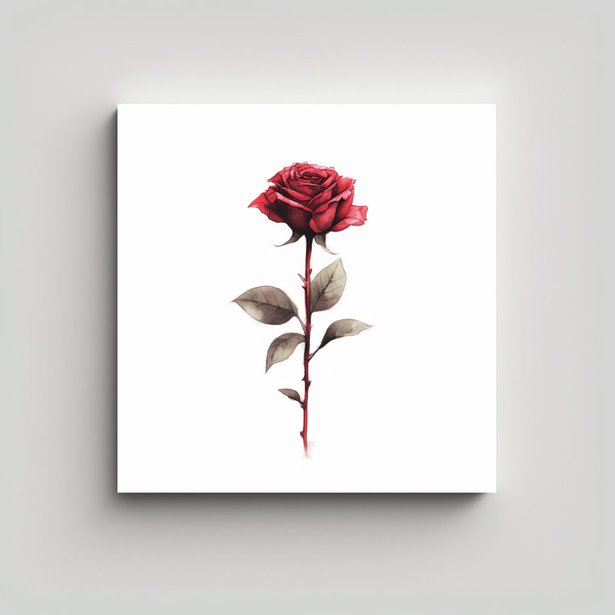 GENERICO - Ilustración Minimalista Rosa Roja Espinosa En 80x80 Cm