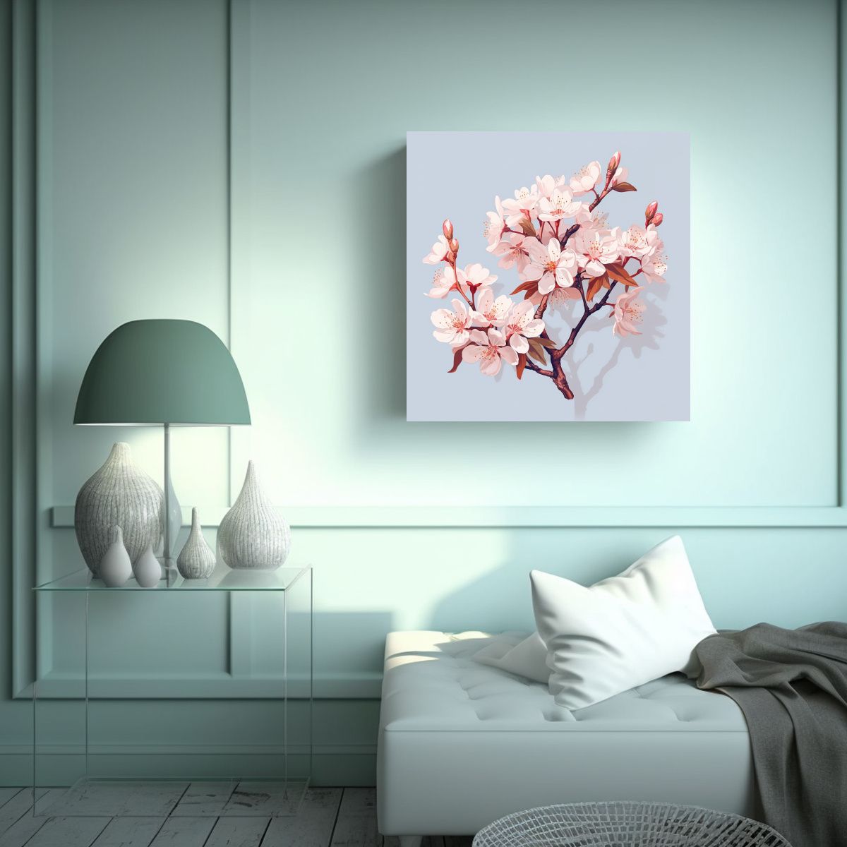 GENERICO - Ilustración Realista De Cerezo En Movimiento 80x80 Cm