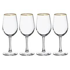 ATLAS - Set 4 Copas Borde Dorado Para Vino 320 ml