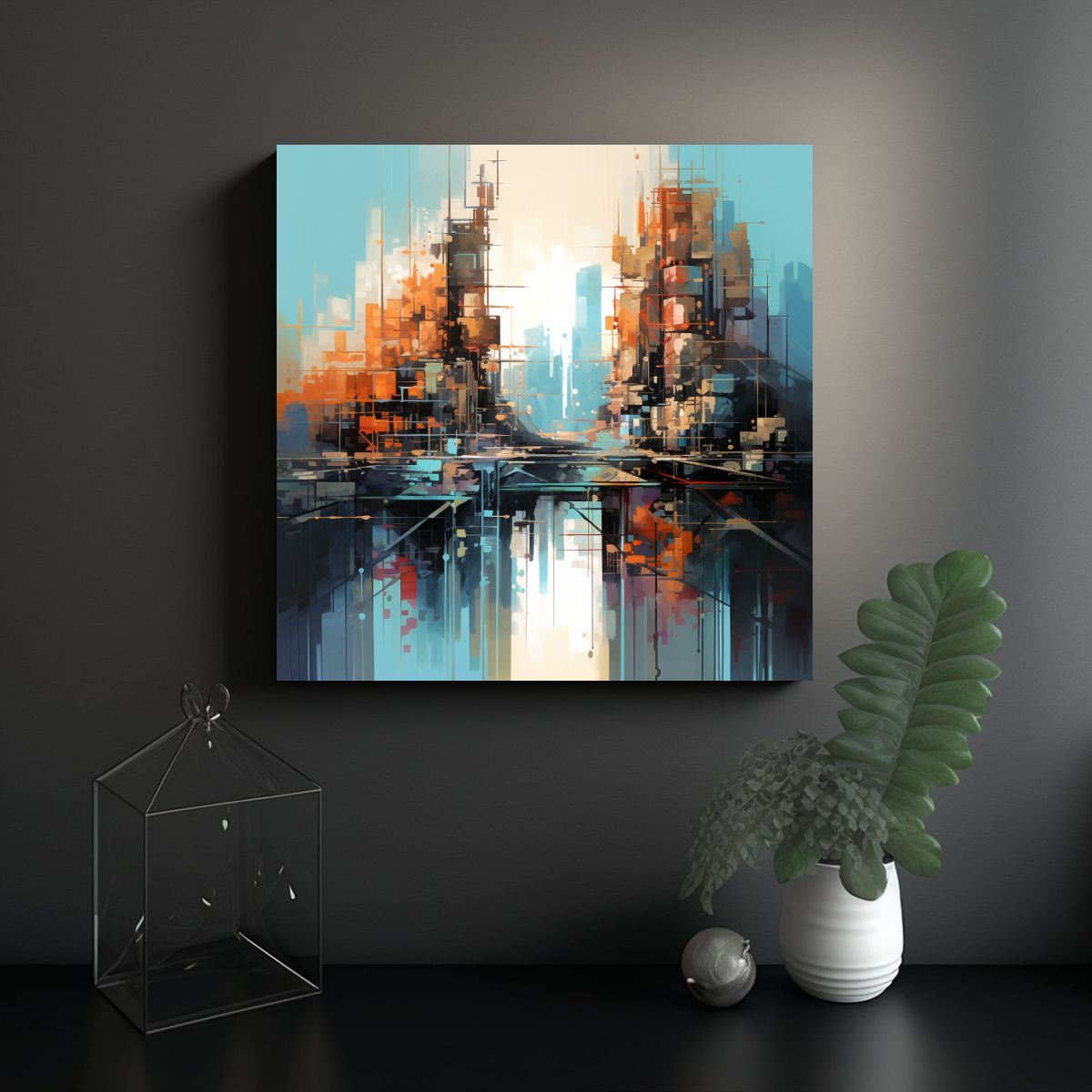 GENERICO - Cuadro Venta Surrealista De Skylines De Taipei 90x90 Cm