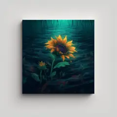 GENERICO - Sol Girasol Subacuático Ambiente Oscuro Arte 80x80 Cm.
