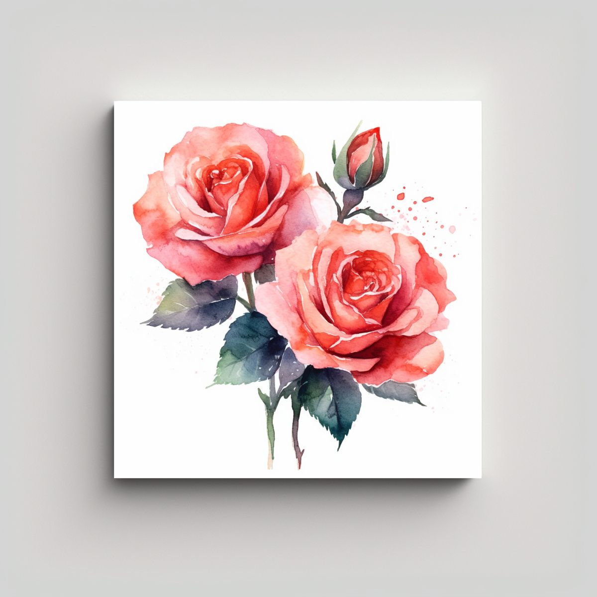 GENERICO - Pintura Luminosa De Rosas Estilo Acuarela 90x90 Cm.