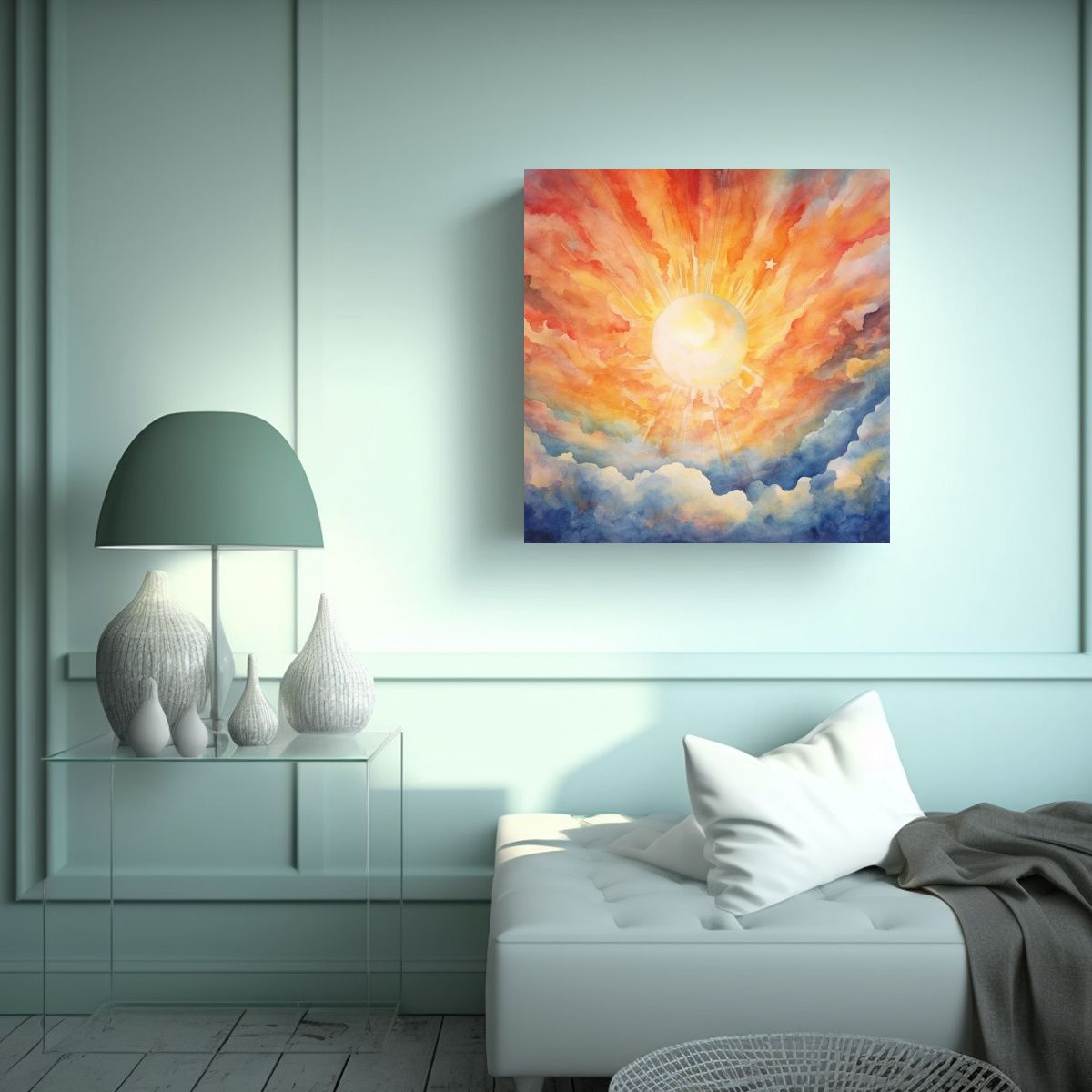 GENERICO - Arte De Pared Fotografía Acuarela 4 El Amanecer 70x70 Cm