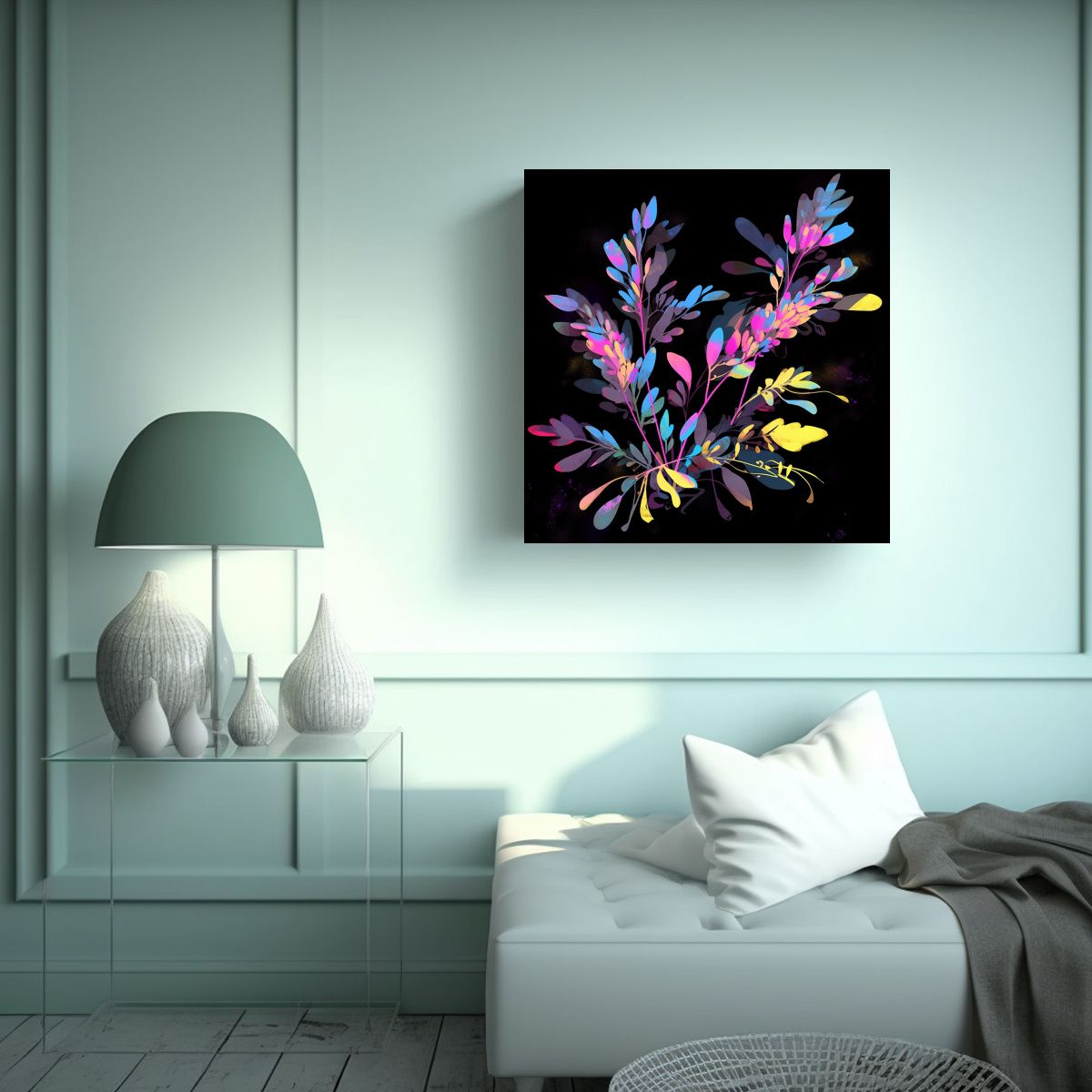 GENERICO - Cuadro Alta Calidad Equilibrio Colores Negro 90x90 Cm