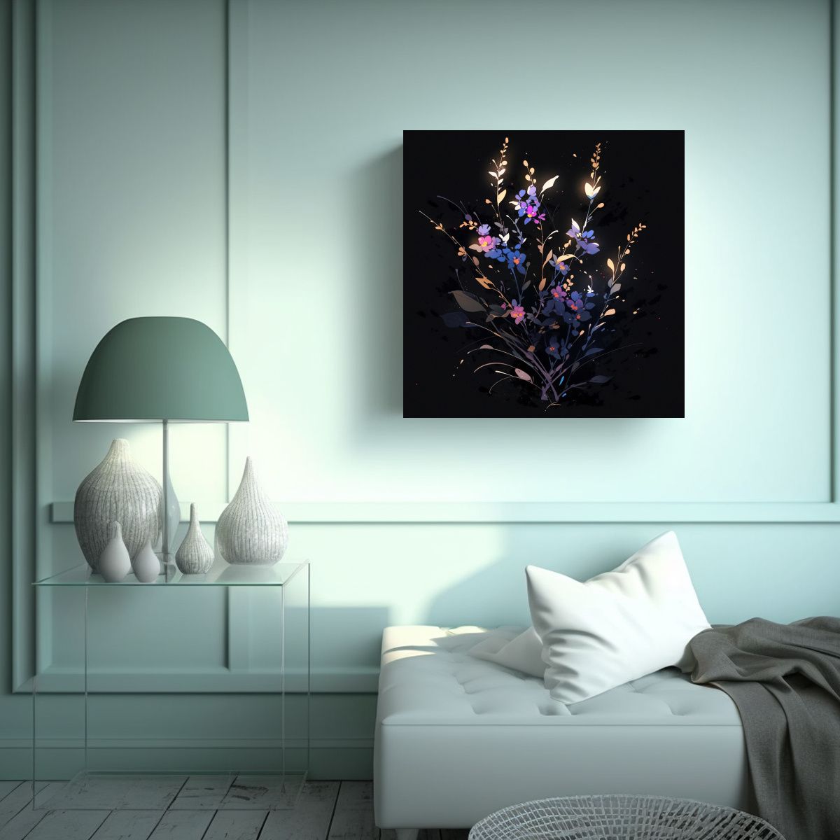 GENERICO - Pintura Decorativa Estilo Neonoir En Negro 90x90 Cm.