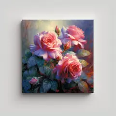 GENERICO - Composición De Rosas Rojas Moradas Y Azules En 90x90 Cm