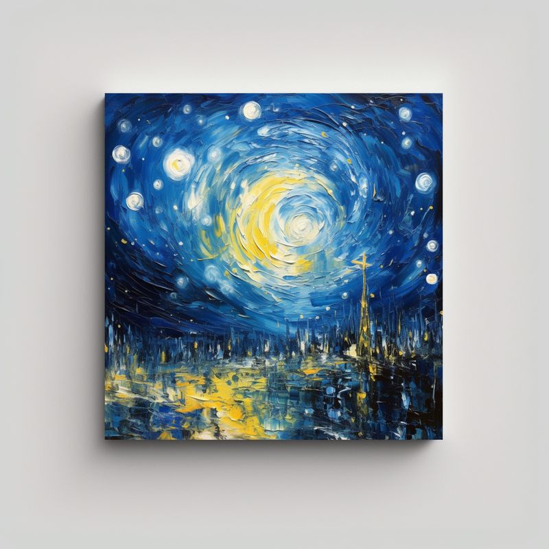 GENERICO - Pintura Decorativa Nocturna Cielo Estrellado Azul 90x90 Cm