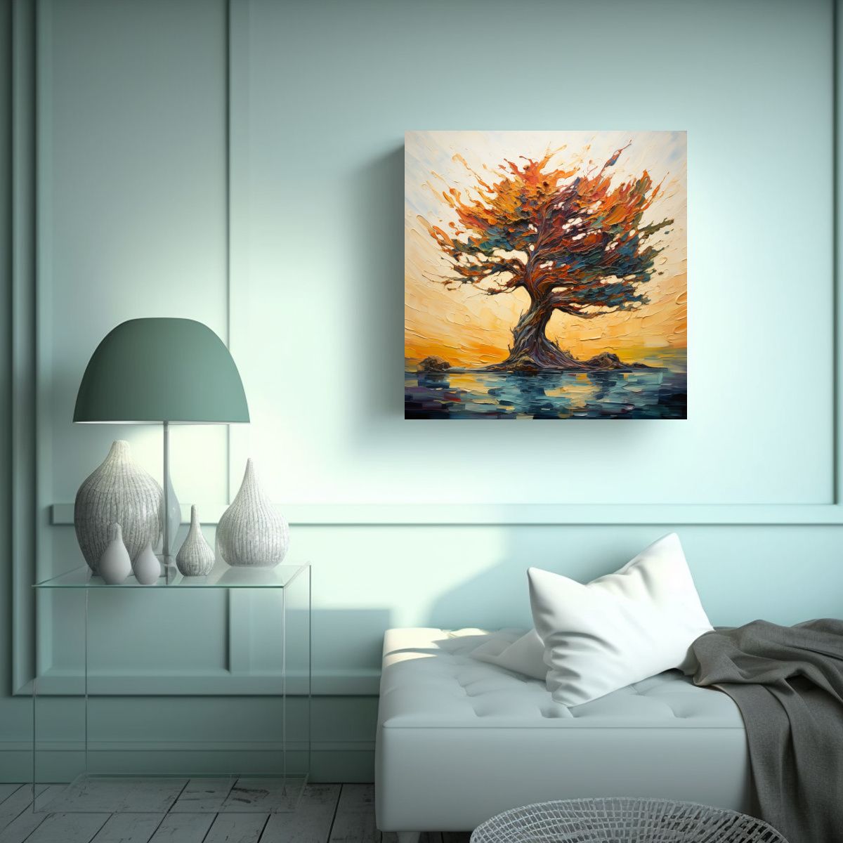 GENERICO - Composición Movimiento Comedor Con Un Pintura 70x70 Cm