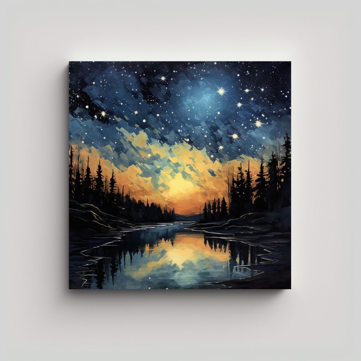 GENERICO - Cuadros Decorativos Nocturnos Expresión Alegre 80x80 Cm